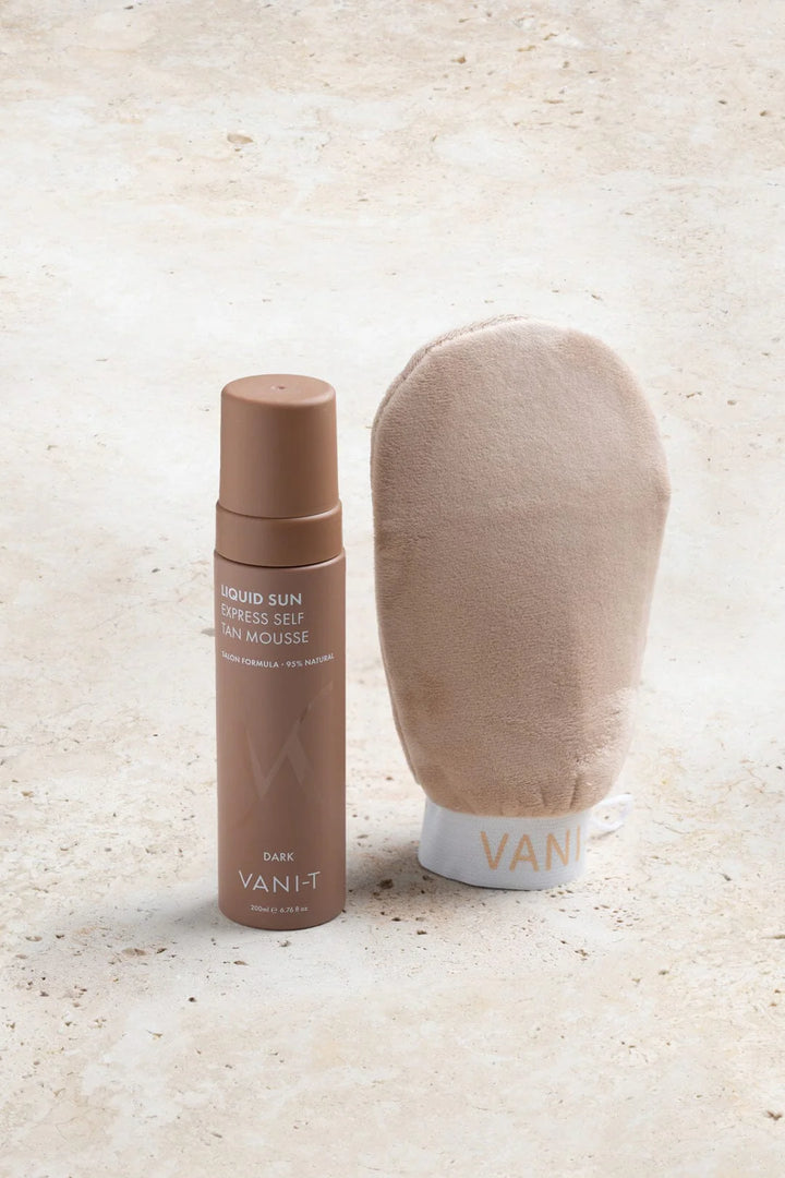 Express Bronze Duo Dark - savaiminio įdegio putos + pirštinė