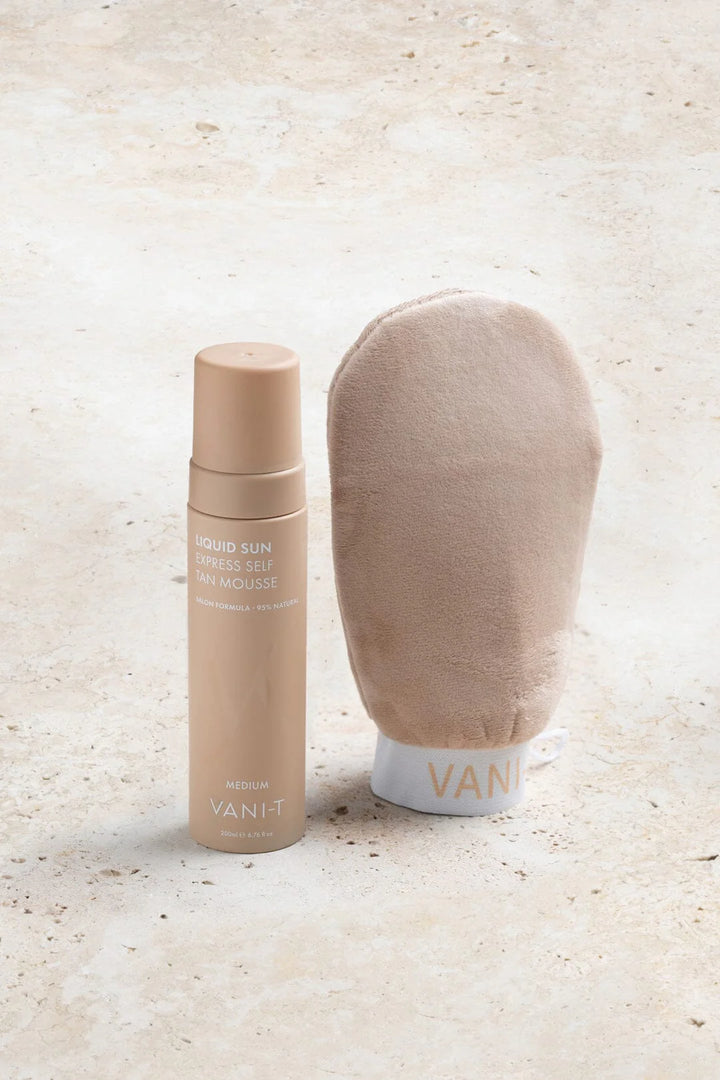 Express Bronze Duo Medium - savaiminio įdegio putos + pirštinė